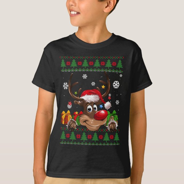 T-shirt Amoureux de rennes drôle Santa Hat Vilain Noël (Devant)