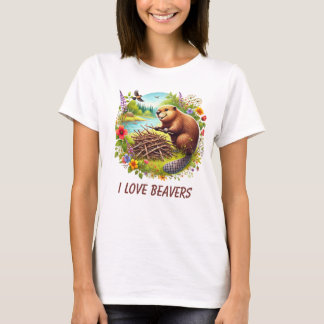 T-shirt Amoureux des animaux castor mignon
