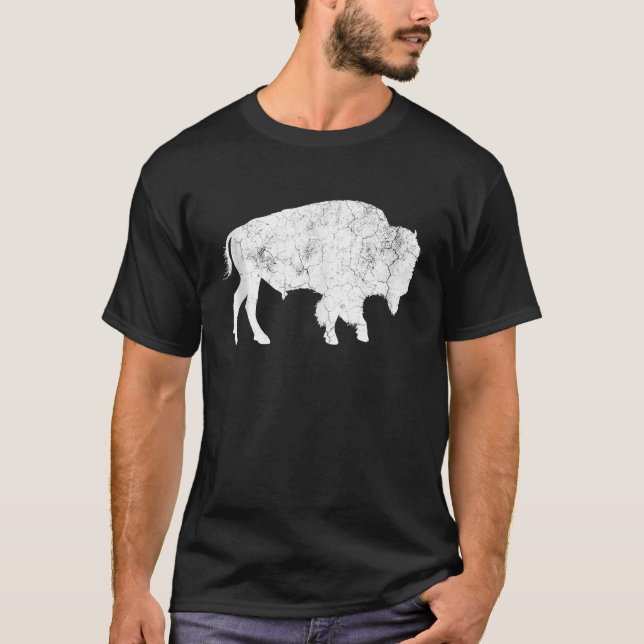 T-shirt Amoureux des animaux de bison rétro-Buffalo en dét (Devant)