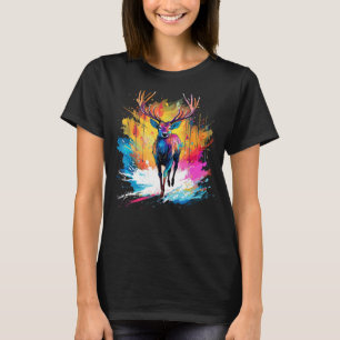 T-shirt Amoureux des animaux de la faune de cerfs colorés