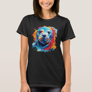 T-shirt Amoureux des animaux de mer de sceau d'art coloré