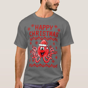 T-shirt Amoureux des animaux de Noël moche Octopus