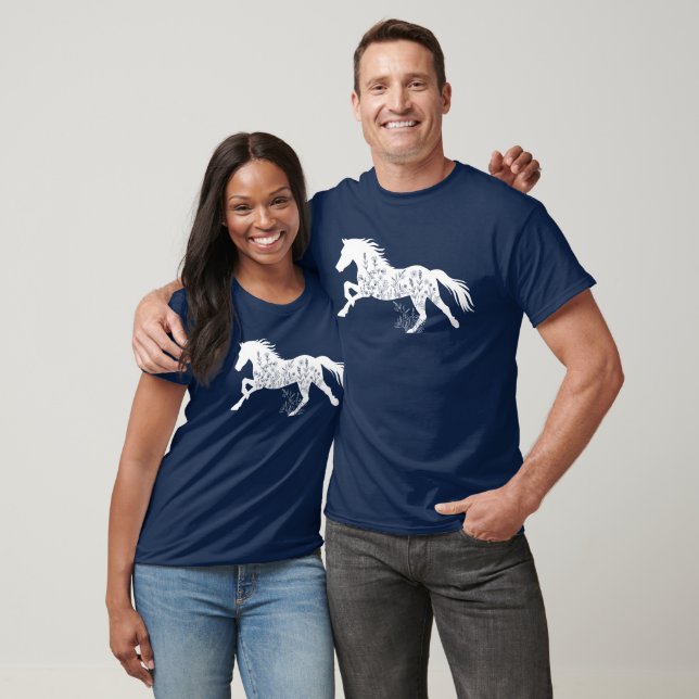 T-shirt Amoureux des animaux Floral Horse (Unisexe)