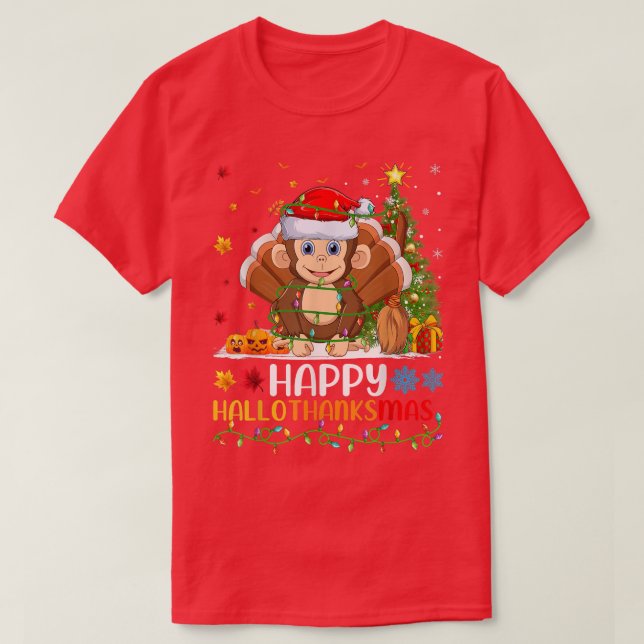 T-shirt Amoureux des animaux singe Funny Happy Monkey Hell (Design devant)