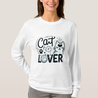 T-shirt Amoureux des chats Art Long Manches