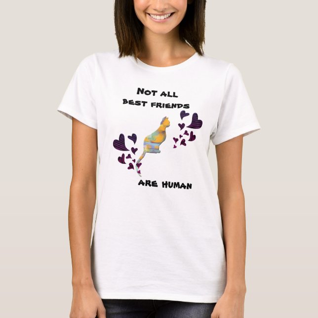 T-shirt Amoureux des chats Best Friend Hearts assis Kitty  (Devant)