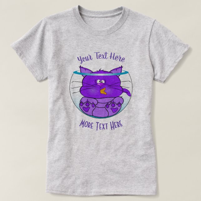 T-shirt AMOUREUX DES CHATS | Chat drôle dans Fishbowl (Design devant)