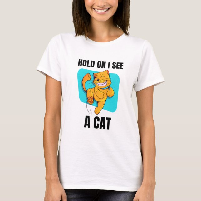 T-shirt Amoureux des chats Chat Maman Amusante Accroche-To (Devant)