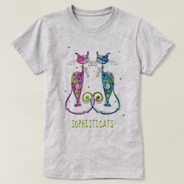 T-shirt AMOUREUX DES CHATS | Chats sophistiqués Abstraits (Design devant)
