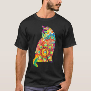 T-shirt Amoureux des chats coloré Feline Psychedelic Abstr