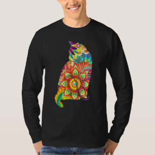 T-shirt Amoureux des chats coloré Feline Psychedelic Abstr
