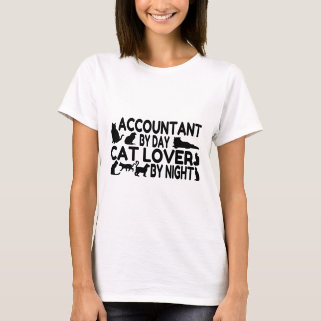 T-shirt Amoureux des chats comptable (Devant)