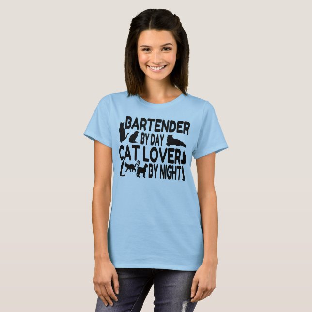 T-shirt Amoureux des chats de barman (Devant entier)