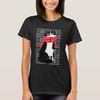 T-shirt Amoureux des chats d'hiver Cat Scarf