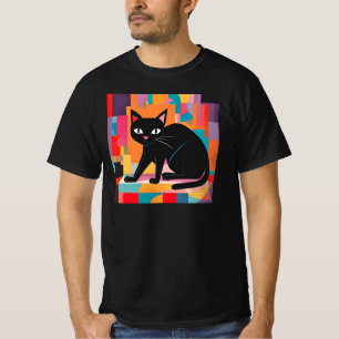T-shirt Amoureux des chats, Feline géométrique colorée