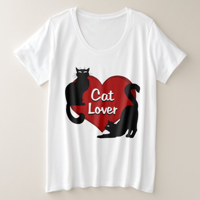 T-shirt Amoureux des chats Femme Plus Taille Chat  (Design devant)