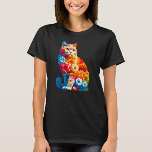 T-shirt Amoureux des chats floral Chat Maman Amoureux des