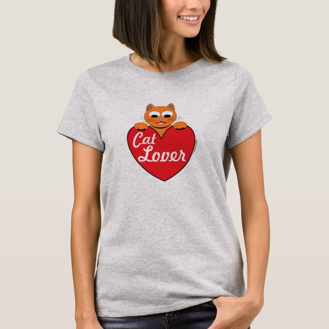 T-shirt Amoureux des chats Ginger Kitty au coeur rouge (Devant)