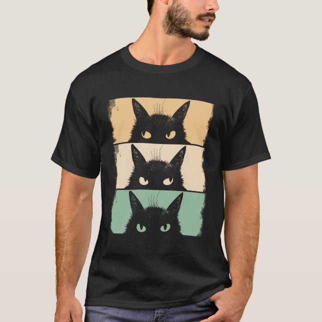 T-shirt Amoureux des chats Grumpy Black Kitten Chat Maman  (Devant)