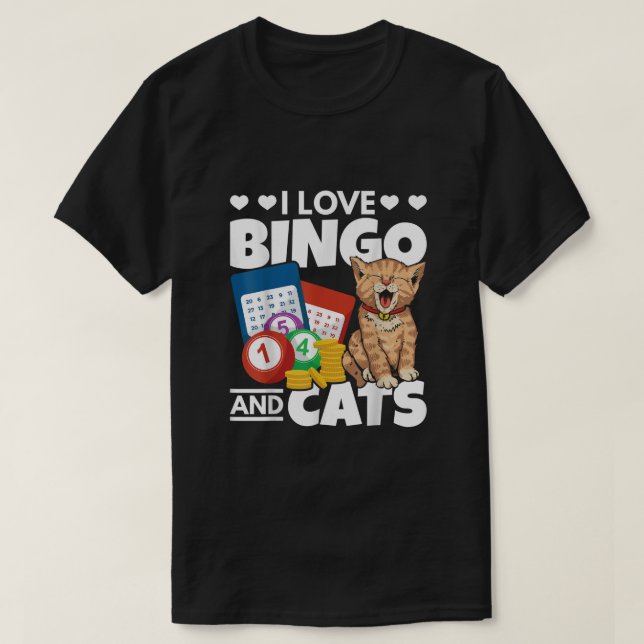 T-shirt Amoureux des chats I Love Bingo Et Chats Jeu Bingo (Design devant)