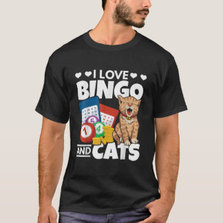 T-shirt Amoureux des chats I Love Bingo Et Chats Jeu Bingo