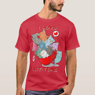 T-shirt Amoureux des chats KitTea, Chat Mignonne Et Drôle 