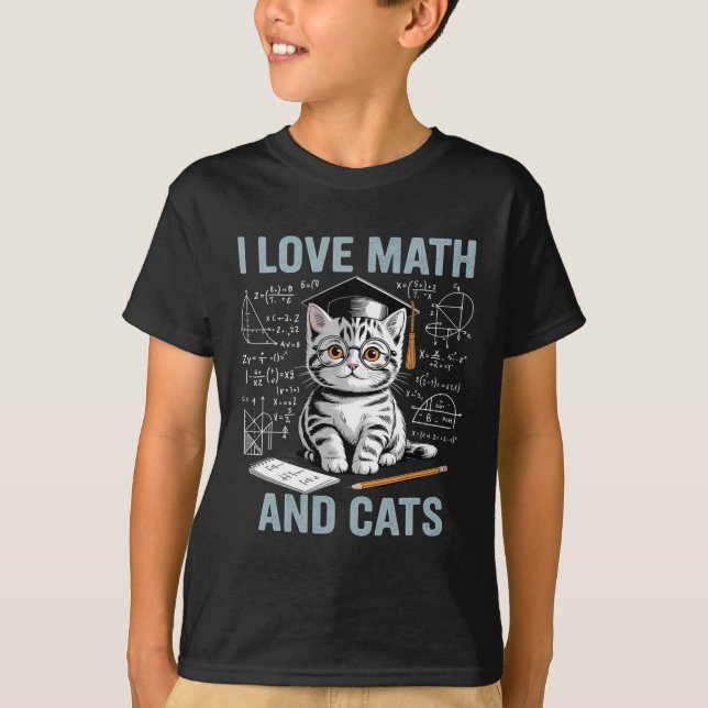 T-shirt Amoureux des chats mathématiques Prof de maths drô (Devant)