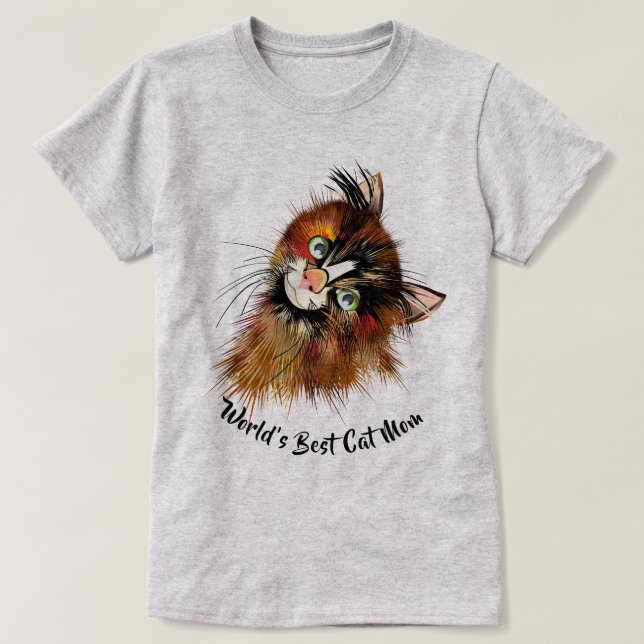 T-shirt AMOUREUX DES CHATS | Meilleure maman de chat au mo (Design devant)