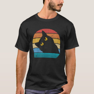 T-shirt Amoureux des chats noir rétro chats Vintage style