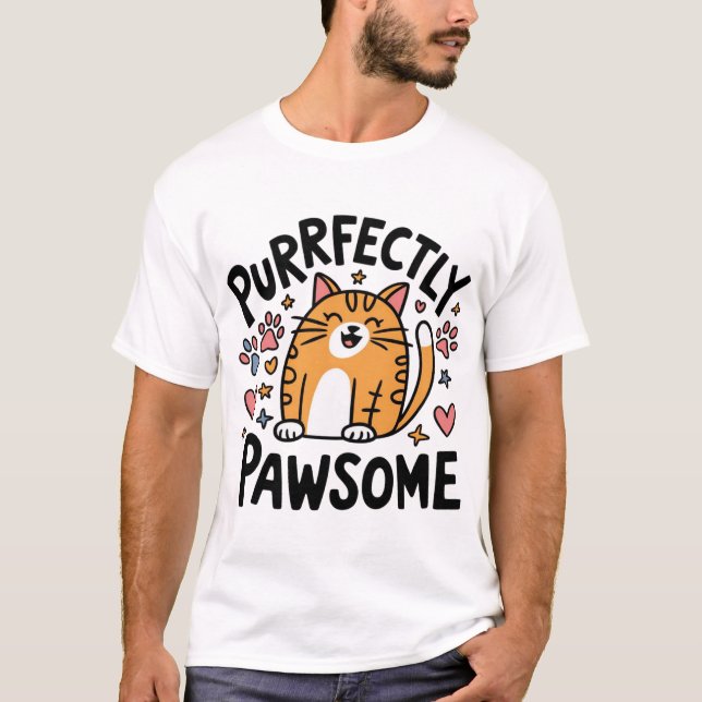 T-shirt Amoureux des chats parfaitement pawsome (Devant)