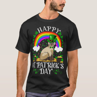 T-shirt Amoureux des chats Rainbow Vintage Siamese St patr