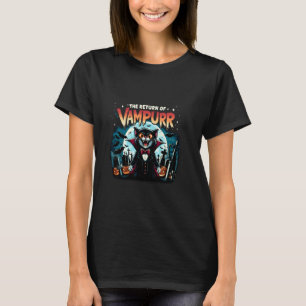 T-shirt Amoureux des chats rétro Halloween Chat Vampire Le