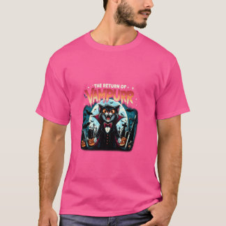 T-shirt Amoureux des chats rétro Halloween Chat Vampire Le