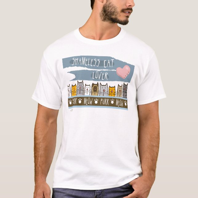 T-shirt Amoureux des chats sans honte (Devant)