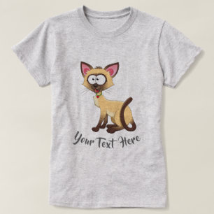 T-shirt AMOUREUX DES CHATS   Siamese idiot avec votre text