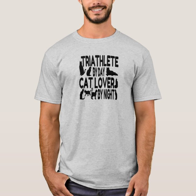T-shirt Amoureux des chats Triathlte (Devant)