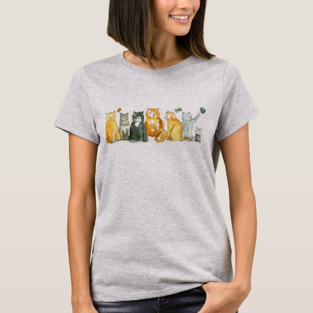 T-shirt Amoureux des chats Tuxedo Calico Tabby Kitten Aqua (Devant)