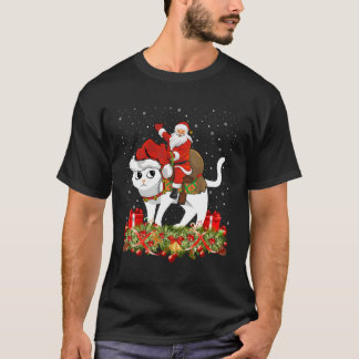 T-shirt Amoureux des chats Xmas Don Père Noël Riding Chat