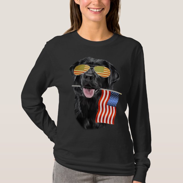 T-shirt Amoureux des chiens | Black Labrador USA American  (Devant)