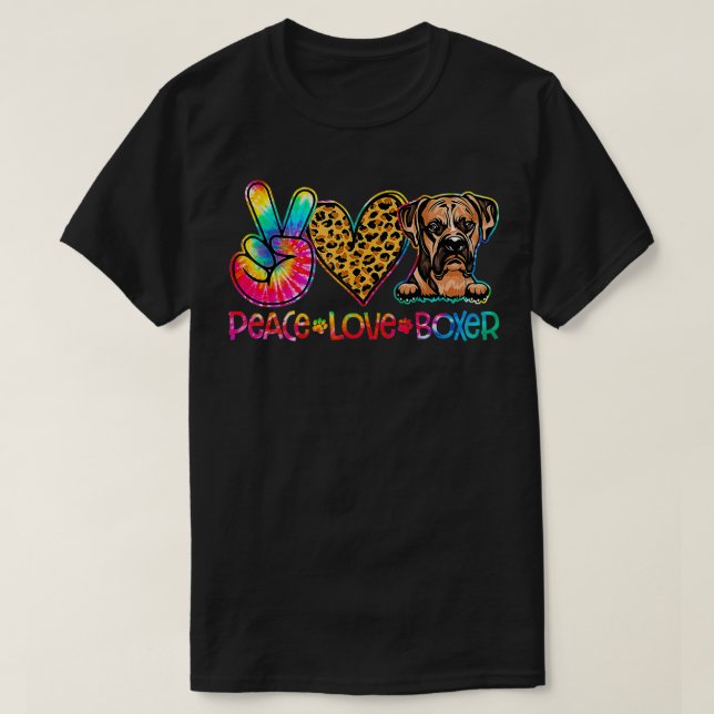 T-shirt Amoureux des chiens Boxer Tie Dye (Design devant)
