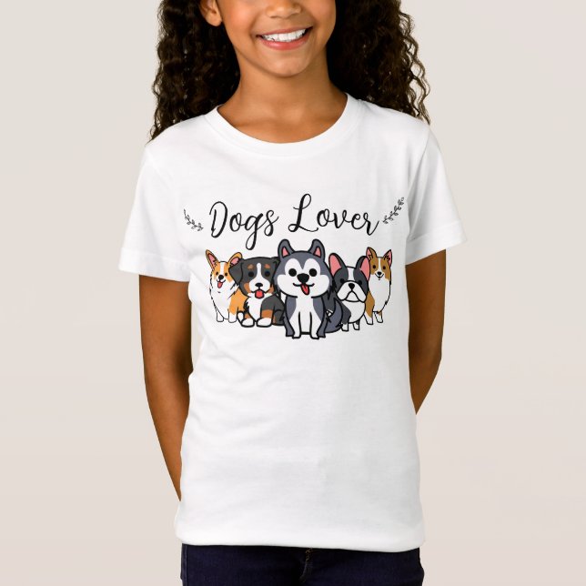 T-Shirt Amoureux des chiens - chien de dessin animé (Devant)