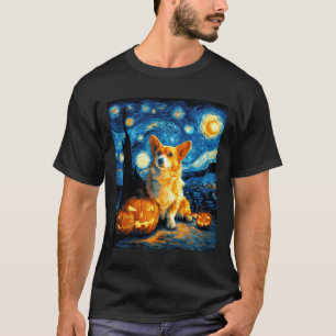 T-shirt Amoureux des chiens Corgi Peinture de van gogh nui
