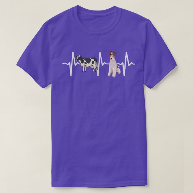 T-shirt Amoureux des chiens de battement de coeur de Vache (Design devant)