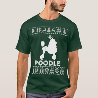 T-shirt Amoureux des chiens de caniche Reindeer Noël laid