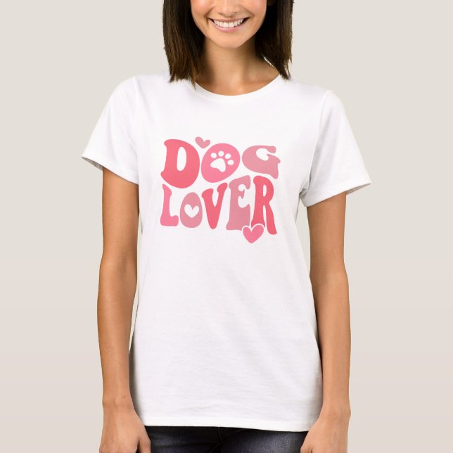 T-shirt Amoureux des chiens de corbeilles roses (Devant)