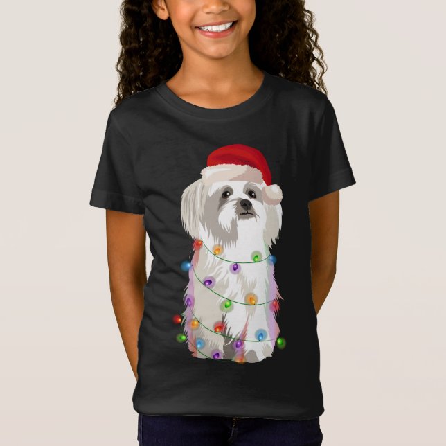 T-Shirt Amoureux des chiens de Noël maltais (Devant)