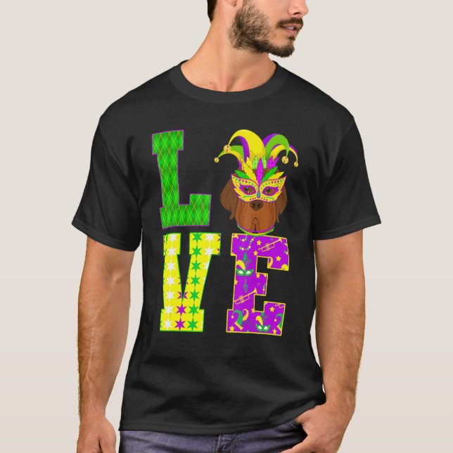 T-shirt Amoureux des chiens de Terre-Neuve I Love Mardi Gr (Devant)