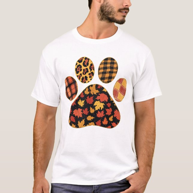 T-shirt Amoureux des chiens de Thanksgiving Dog Paw Fall (Devant)