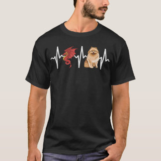 T-shirt Amoureux des chiens Dragon Pomeranian Hear