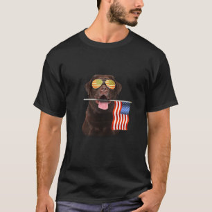 T-shirt Amoureux des chiens  Drapeau américain au chocola